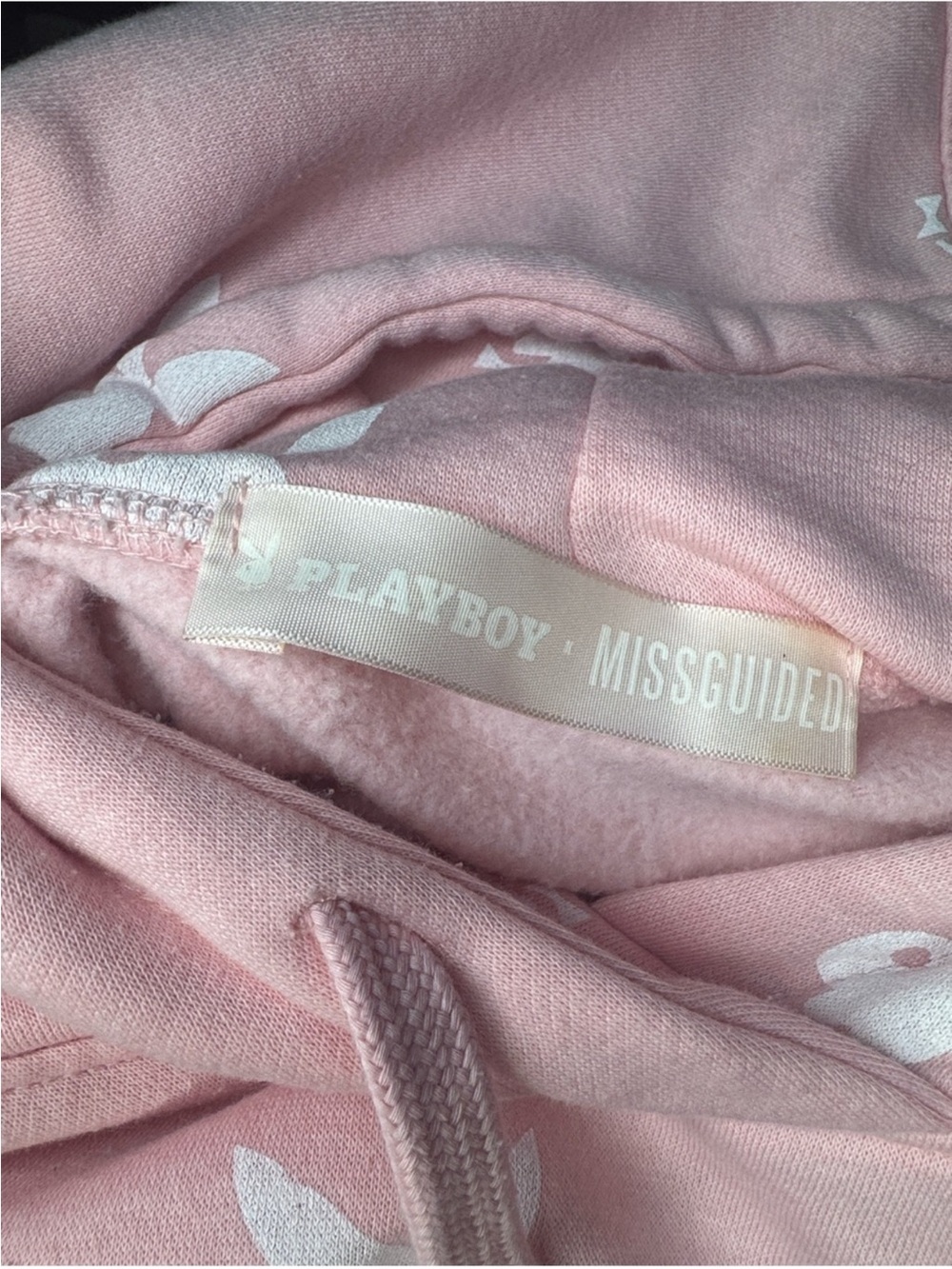 Playboy x Missguided Pink Cropped Hoodie Size L Y2K Barbiecore - Picture 6 of 7